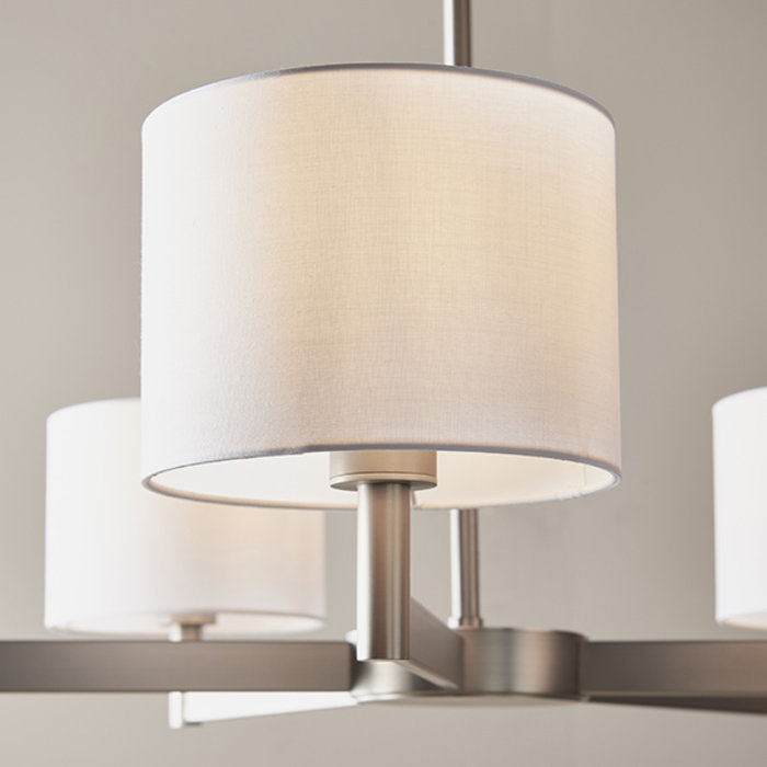 Bempton -  Large Modern Armed Chandelier with White Shades - Matt Nickel