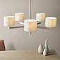 Bempton - Large Modern Armed Chandelier with Taupe Shades - Matt Nickel