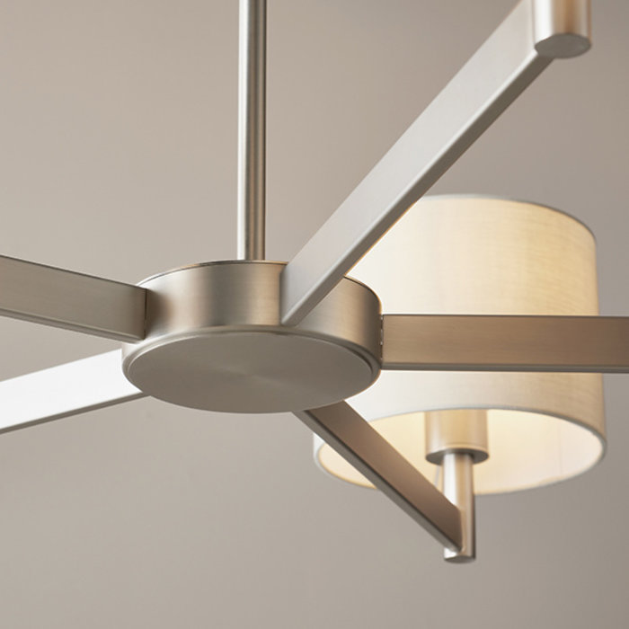 Bempton - Large Modern Armed Chandelier with Taupe Shades - Matt Nickel