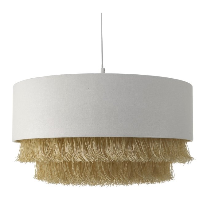 Fringe - Easy Fit Ivory Drum Pendant Shade - Gold Fringe