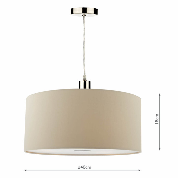 Ecru - Easy Fit Taupe Drum Pendant Shade - 40cm