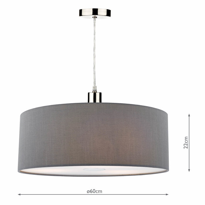 Slate Grey Easy Fit Drum Pendant Shade - 60cm