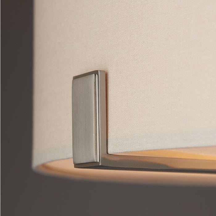 Mayfair - 3 Light Drum Hotel Style Feature Light - Soft Grey & Satin Nickel