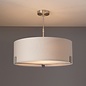 Mayfair - 3 Light Drum Hotel Style Feature Light - Soft Grey & Satin Nickel