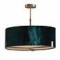 Mayfair - 3 Light Drum Hotel Style Feature Light - Green Velvet & Matt Antique Brass