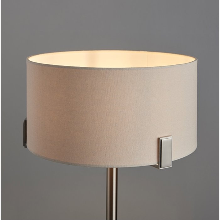 Mayfair - Modern Drum Table Light - Soft Grey & Satin Nickel