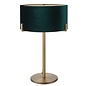 Mayfair - Luxury Modern Drum Table Light - Green Velvet & Antique Brass