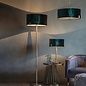 Mayfair - Luxury Modern Drum Table Light - Green Velvet & Antique Brass