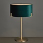 Mayfair - Luxury Modern Drum Table Light - Green Velvet & Antique Brass