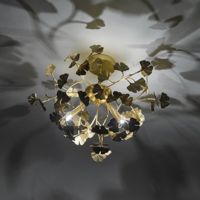 Yadira - Twisting Leaf Gold Semi Flush Ceiling Light