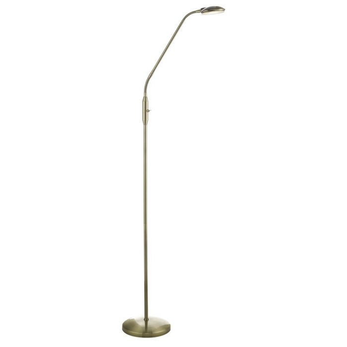 Hazel - LED Adjustable Neck Reading Floor Lamp - Antique Brass
