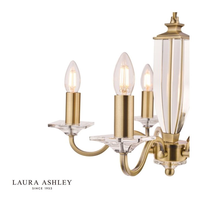 Carson - Cut Glass Antique Brass 5 Light Chandelier - Laura Ashley