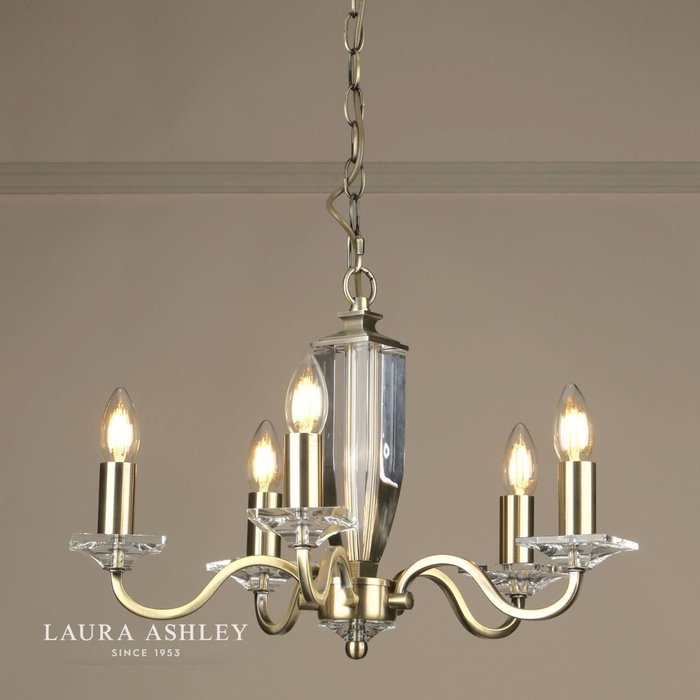 Carson - Cut Glass Antique Brass 5 Light Chandelier - Laura Ashley