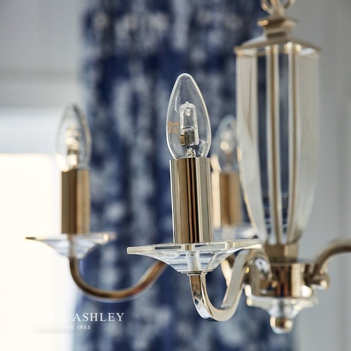 Carson - Cut Glass Antique Brass 5 Light Chandelier - Laura Ashley