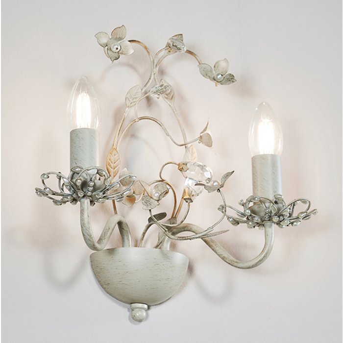 Leaf - Ornate Flower Double Wall Light - Cream & Gold