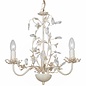 Leaf - Ornate Flower 3 Light Chandelier  - Cream & Gold with Beading