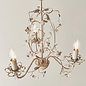 Leaf - Ornate Flower 3 Light Chandelier  - Cream & Gold with Beading