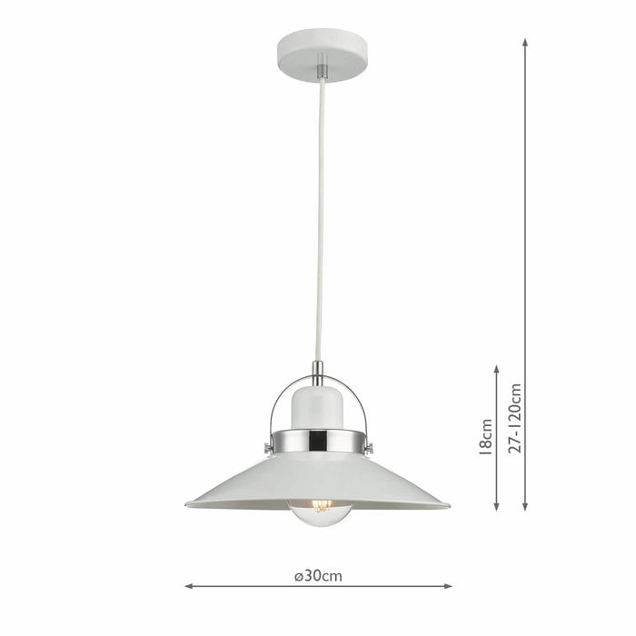 Lido - White and Chrome Refined Scandi Pendant