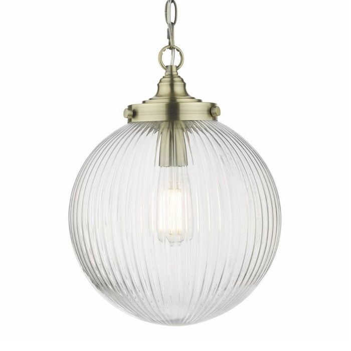 Tara - Ribbed Glass Globe Shape Pendant Light