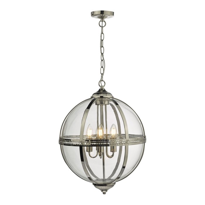 Heritage - Large Classic Globe Lantern - Polished Nickel & Glass