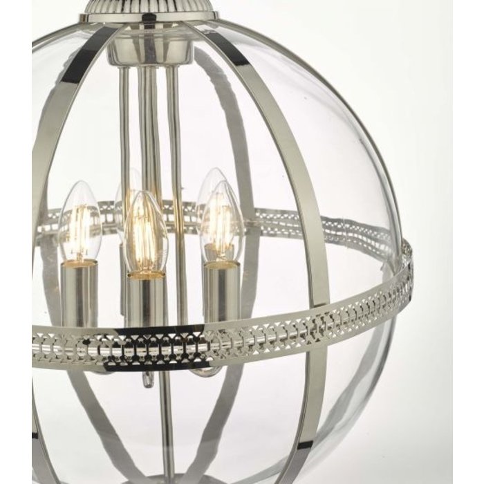 Heritage - Large Classic Globe Lantern - Polished Nickel & Glass