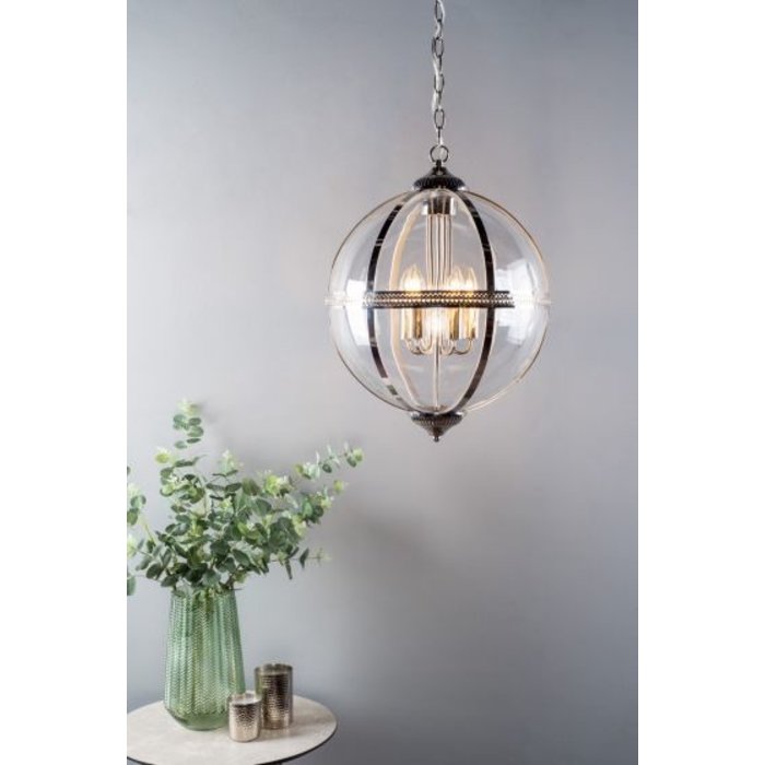 Heritage - Large Classic Globe Lantern - Polished Nickel & Glass