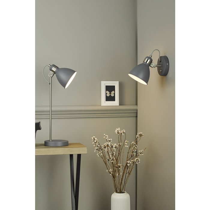 Freddy - Nordic Dark Grey & Satin Chrome Desk Lamp