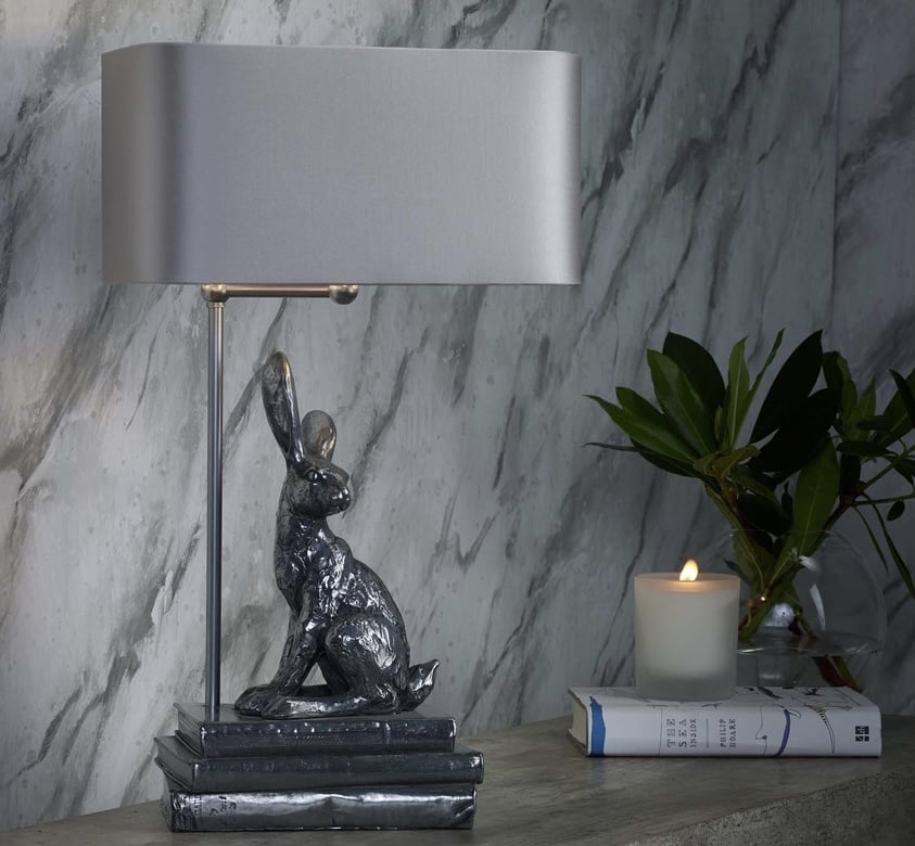 David Hunt Pewter Hopper Table Lamp 