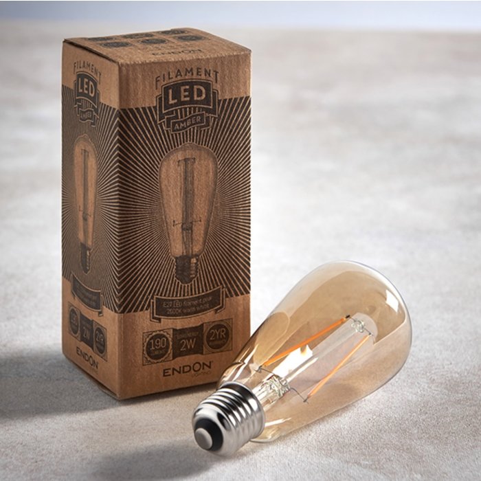 E27 Vintage Decorative Amber Pear LED Light Bulb - 2W