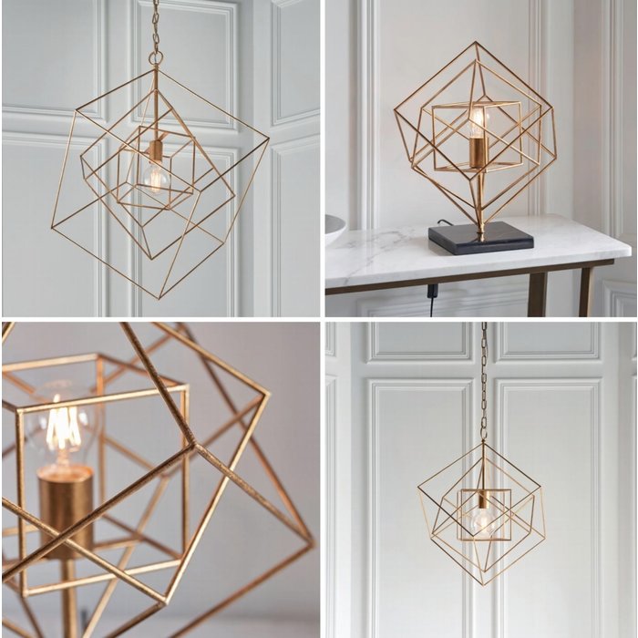 Ramshill - Medium Gold Leaf Cage Single Pendant