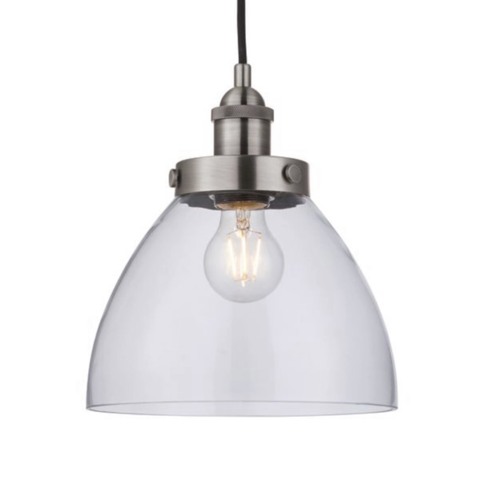 EDISHINE Handcrafted Art Glass Pendant Light - Adjustable Brushed Nickel With Grey Marble Shade