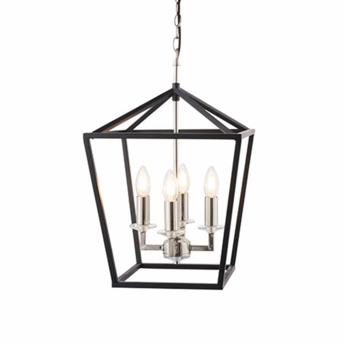 Nicholas - Black and Bright Nickel Lantern Pendant