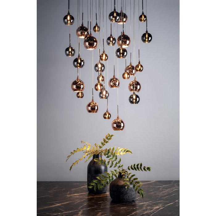 Large Copper Cascade Cluster Light - Copper, Dark Copper & Smoked Glass