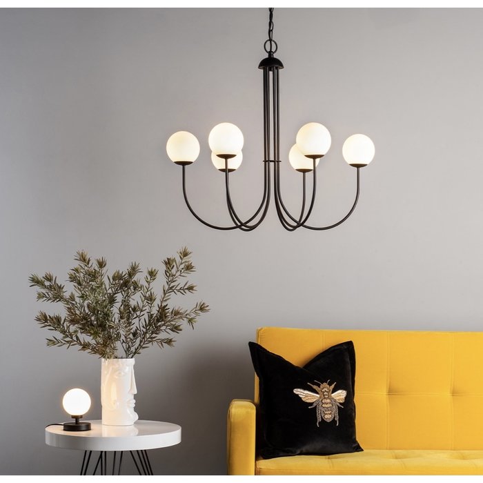 Cornelian - Mid Century Opal Glass & Matt Black Feature Light