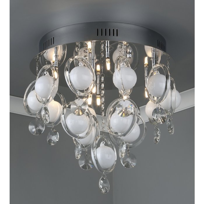 Cirrus - White Bauble & Crystal Flush Fitting