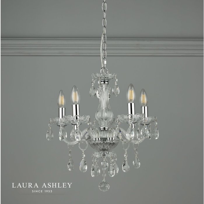 Harriet – Crystal & Polished Chrome Chandelier with 5 Lights – Laura Ashley