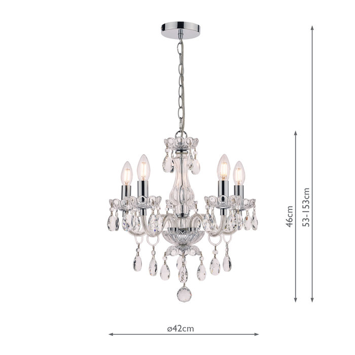 Harriet – Crystal & Polished Chrome Chandelier with 5 Lights – Laura Ashley