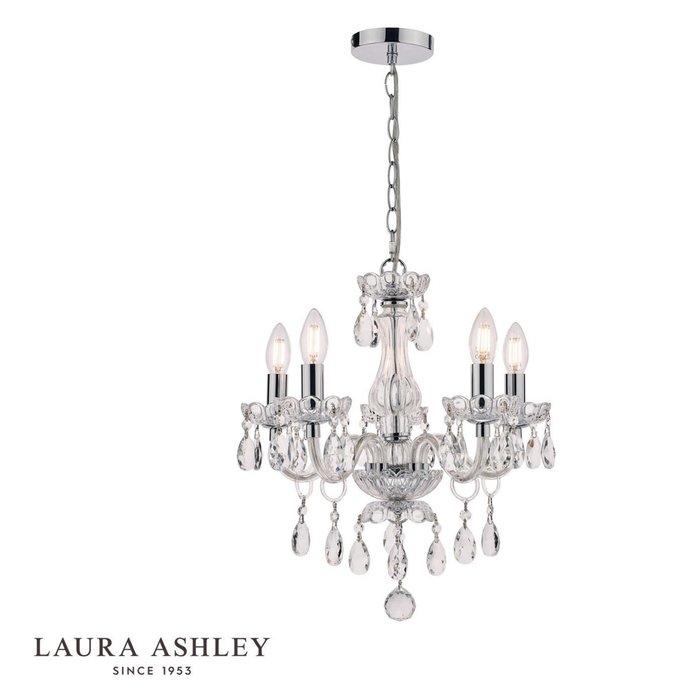 Harriet – Crystal & Polished Chrome Chandelier with 5 Lights – Laura Ashley