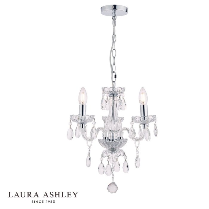 Harriet – Crystal & Polished Chrome Chandelier with 3 Lights – Laura Ashley