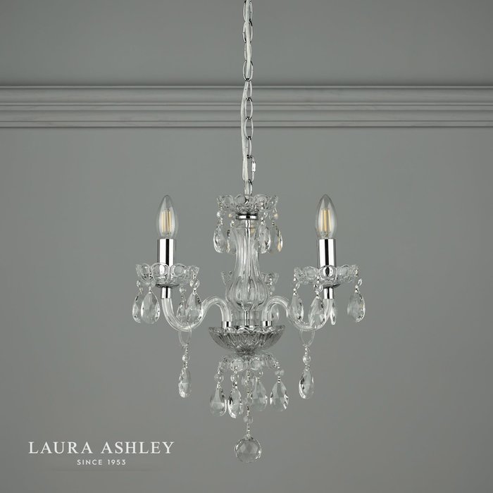 Harriet – Crystal & Polished Chrome Chandelier with 3 Lights – Laura Ashley