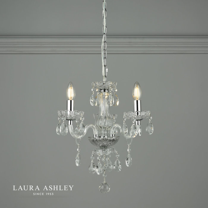 Harriet – Crystal & Polished Chrome Chandelier with 3 Lights – Laura Ashley