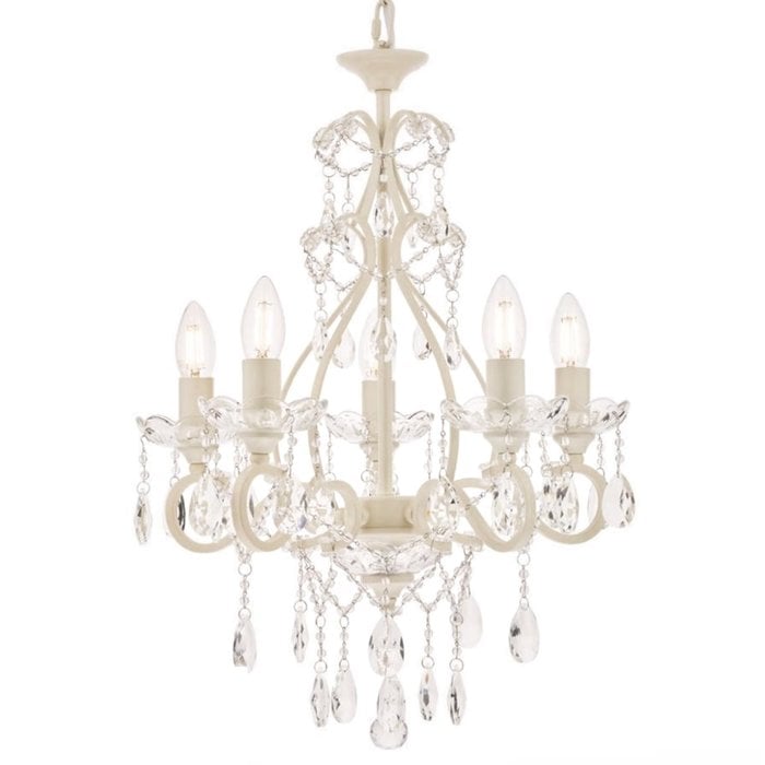 Shamley – Beautiful Teardrop and Crystal Beaded 5 Light Chandelier – Laura Ashley