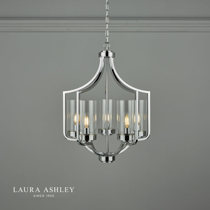 Joseph – Polished Chrome Chandelier with 5 Lights – Laura Ashley