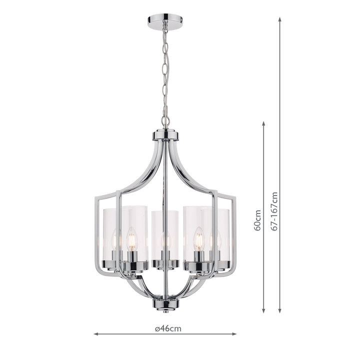 Joseph – Polished Chrome Chandelier with 5 Lights – Laura Ashley