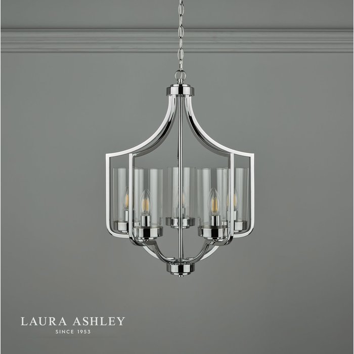 Joseph – Polished Chrome Chandelier with 5 Lights – Laura Ashley