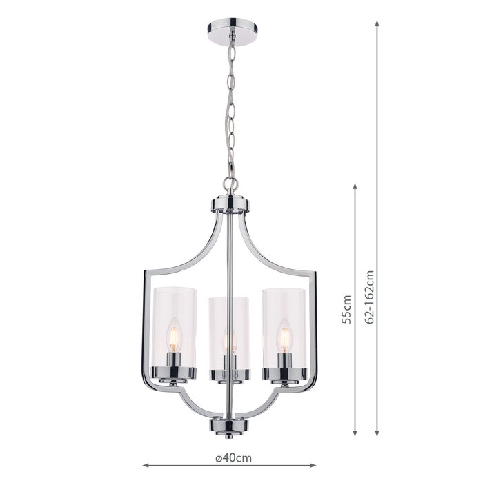 Joseph – Polished Chrome 3 Light Chandelier – Laura Ashley