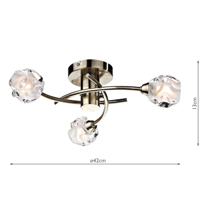 Toronto – 3 Light Semi Flush - Antique Brass