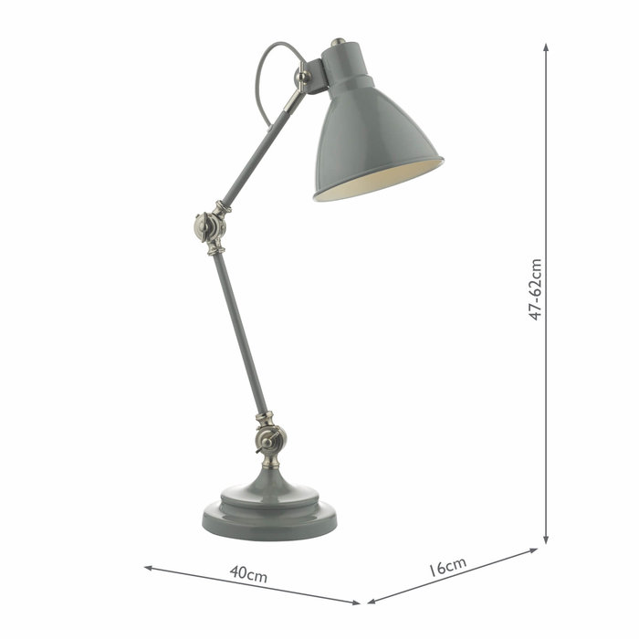 Eunice - Grey & Satin Nickel Task Lamp