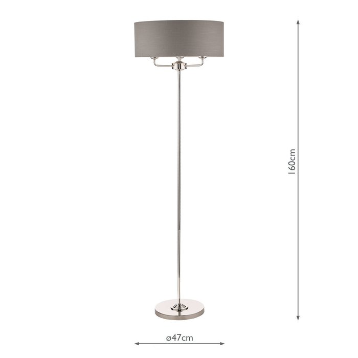 Sorrento – Polished Nickel Floor Lamp with Charcoal Shade – Laura Ashley