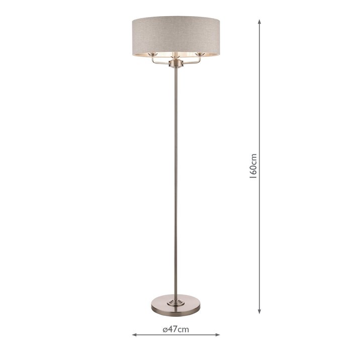 Sorrento – Brushed Chrome Floor Lamp with Natural Shade – Laura Ashley